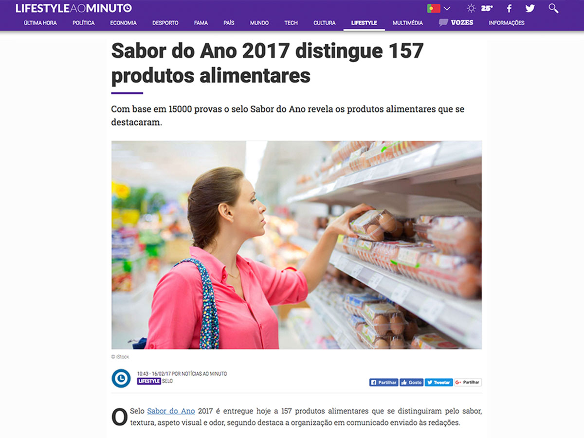 Sabor do Ano 2017 distingue 157 produtos alimentares – Notícias ao Minuto