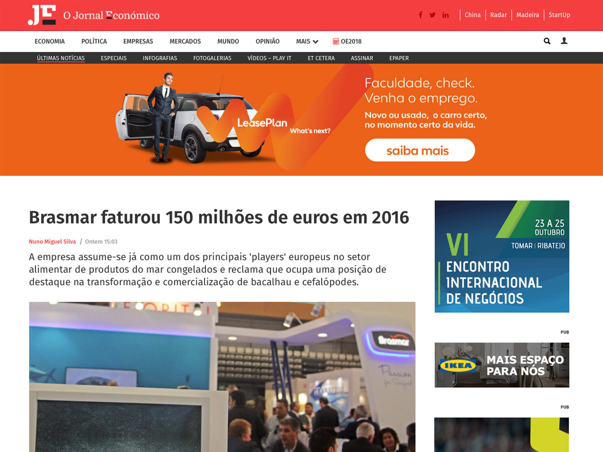 Brasmar faturou 150 milhões de euros em 2016 – O Jornal Económico