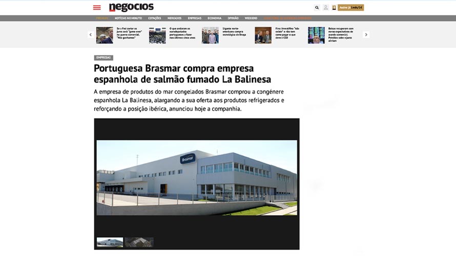 Portuguesa Brasmar compra empresa Espanhola de salmão fumado la balinesa –  Jornal de Negócios