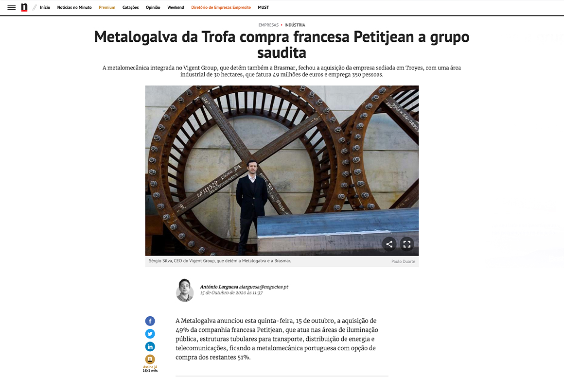 Metalogalva da Trofa compra francesa Petitjean a grupo saudita – Jornal de Negócios