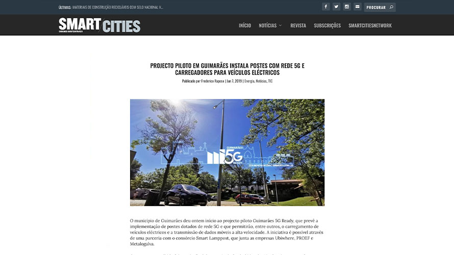 Projecto piloto em Guimarães instala postes com rede 5G e carregadores para veículos Eléctricos – Smart Cities